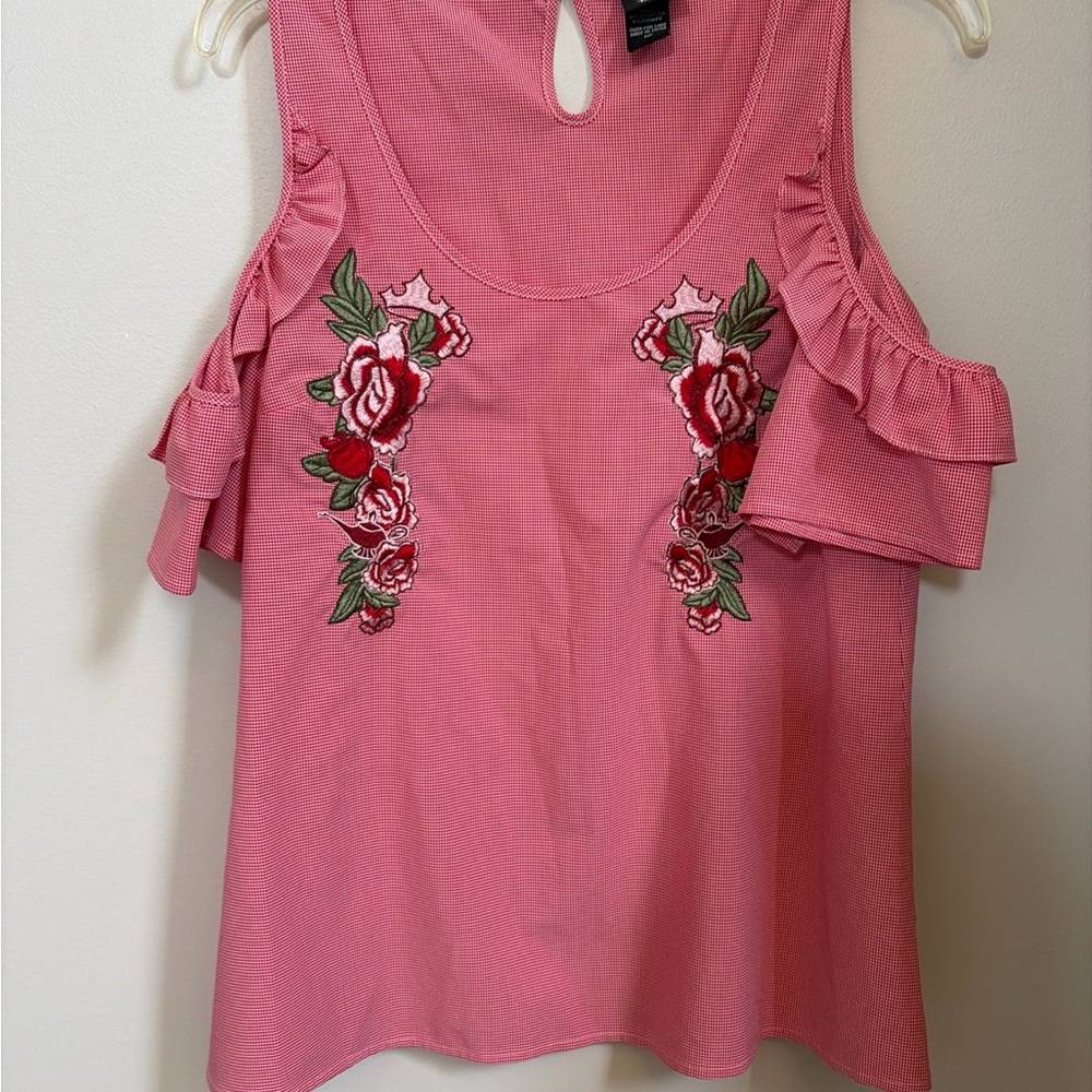 Cold-Shoulder Embroidered Women's Top